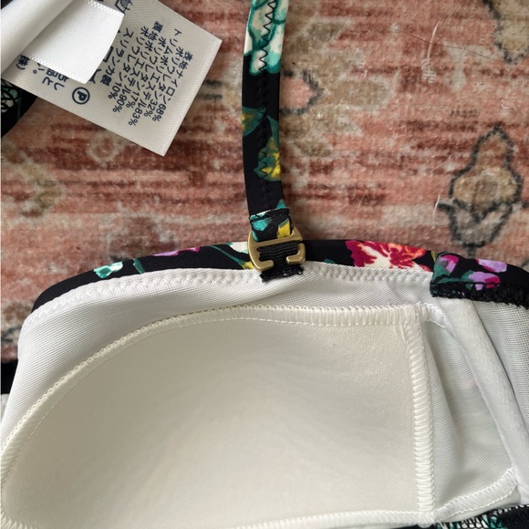 Lands End black and white retro floral bikini top and bottom set size S - Picture 7 of 8